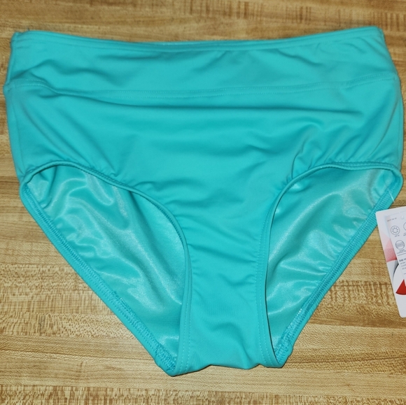 LAND'S END Women’s Tummy Control High Waisted Bikini Bottoms Emerald Green, 4 - Picture 2 of 10